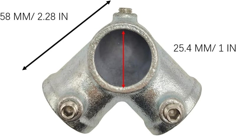 FLEXKEA 4 Pcs 3 Way L Tube Connector,Galvanized Pipe Fittings, Three Socket Cross Outlet Tee Fit for 1 Inch(25.4 mm) OD Steel Pipe, Structural L Pipe Fitting Connector, Cast Iron - Image 3